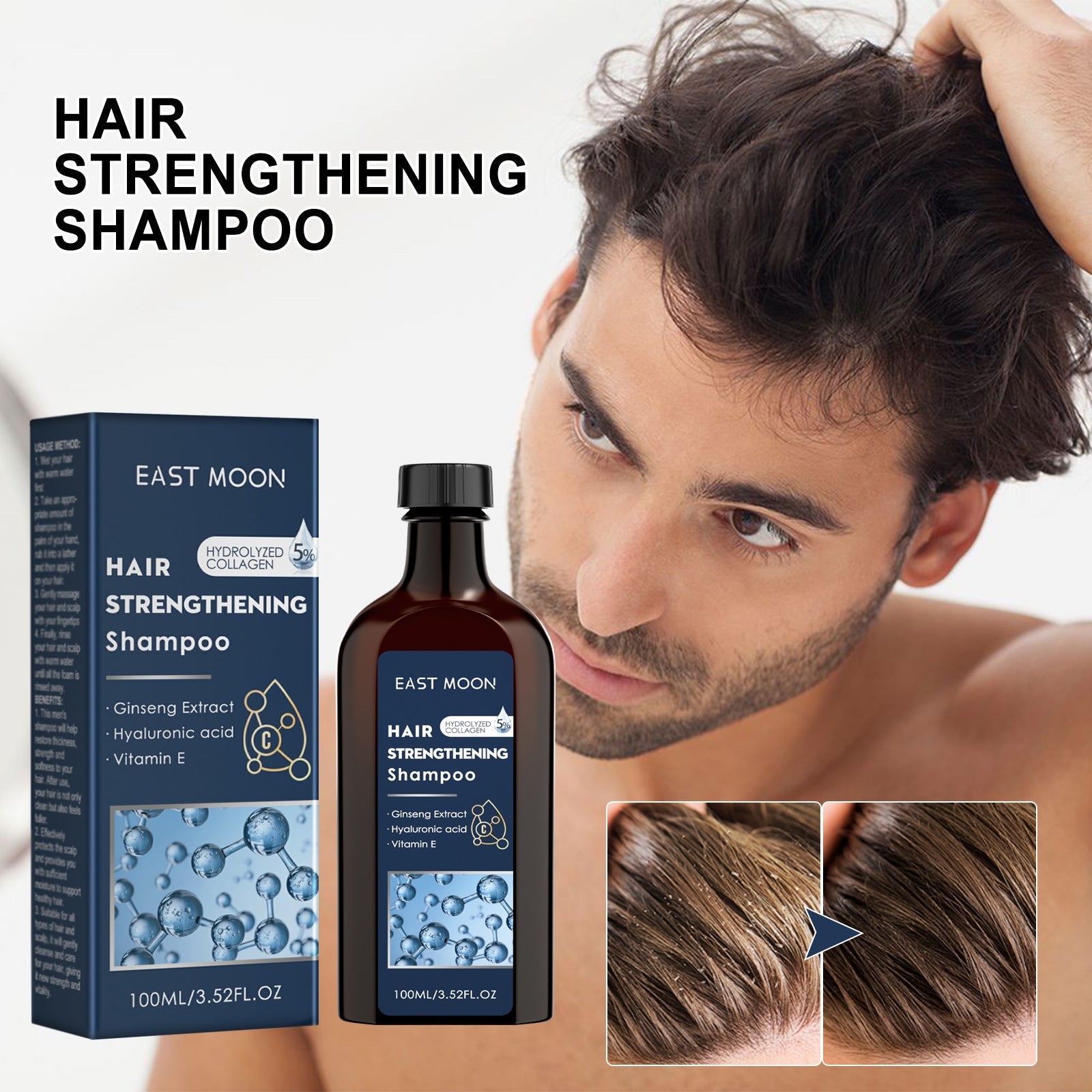 East Moon™ Hair Strengthening Shampoo – Power & Purity for Men