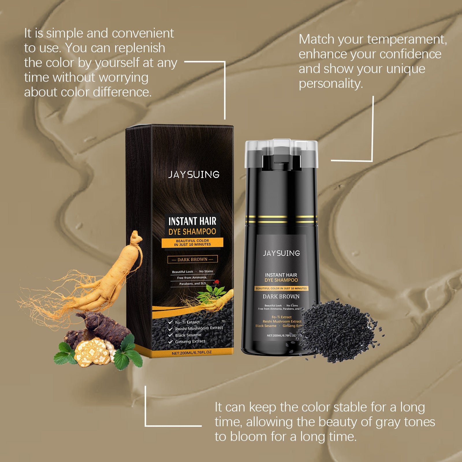 Plant Extract Color Shampoo | Gentle Dyeing with Scalp Care
