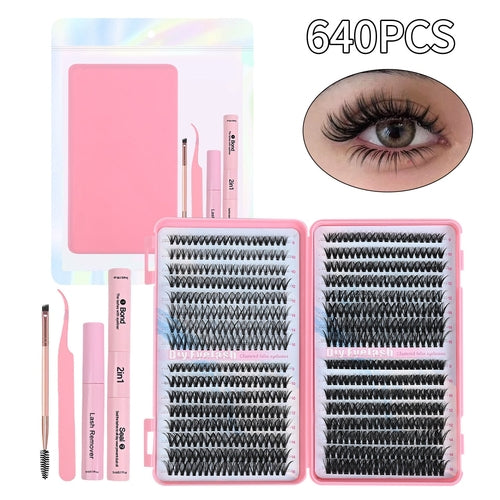 Lash Clusters, 640 Pcs Eyelashes Cluster Extensions 9-16mm Fluffy