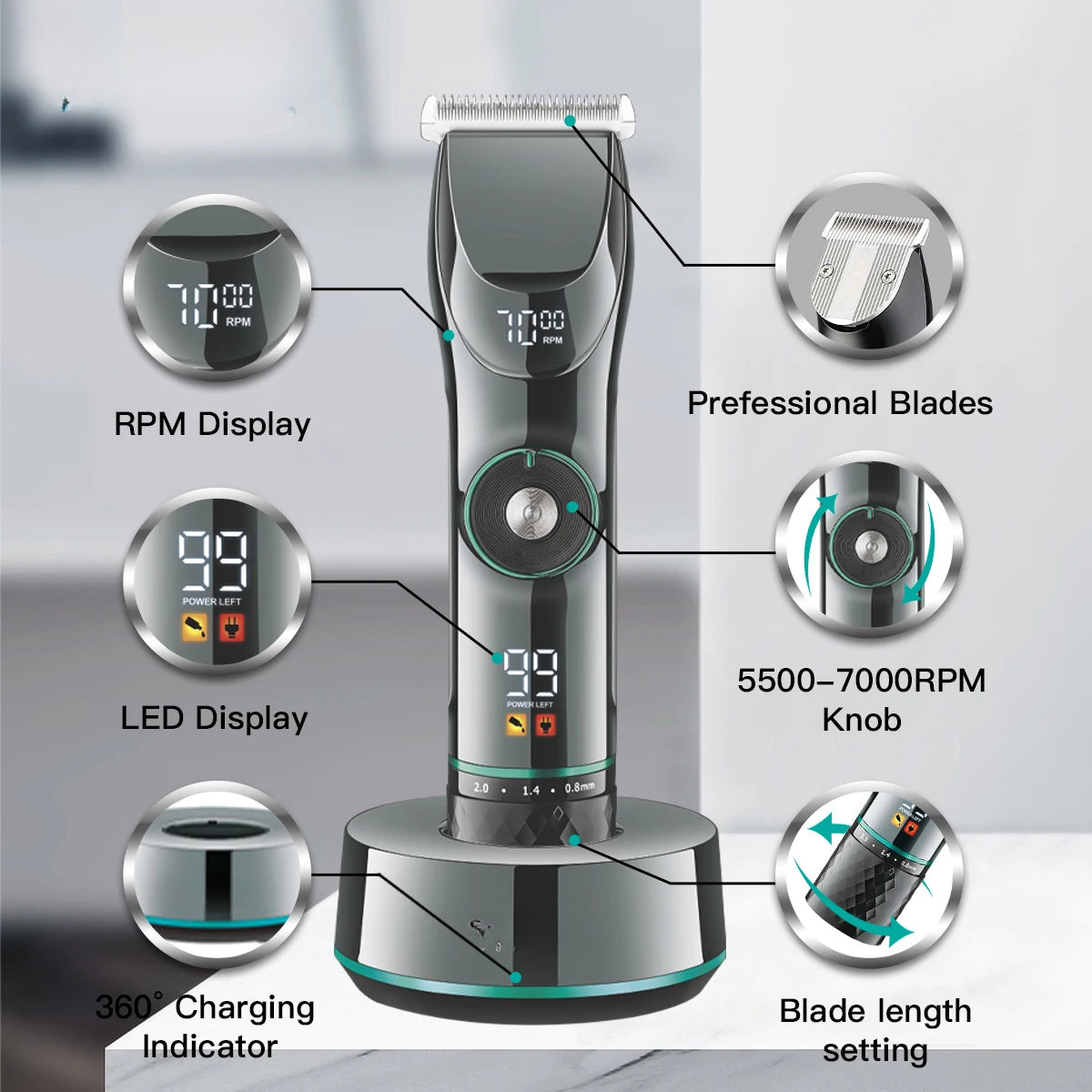 Hair Cutting Machine Adjustable Hair Trimmer Cordless Clipper Electric