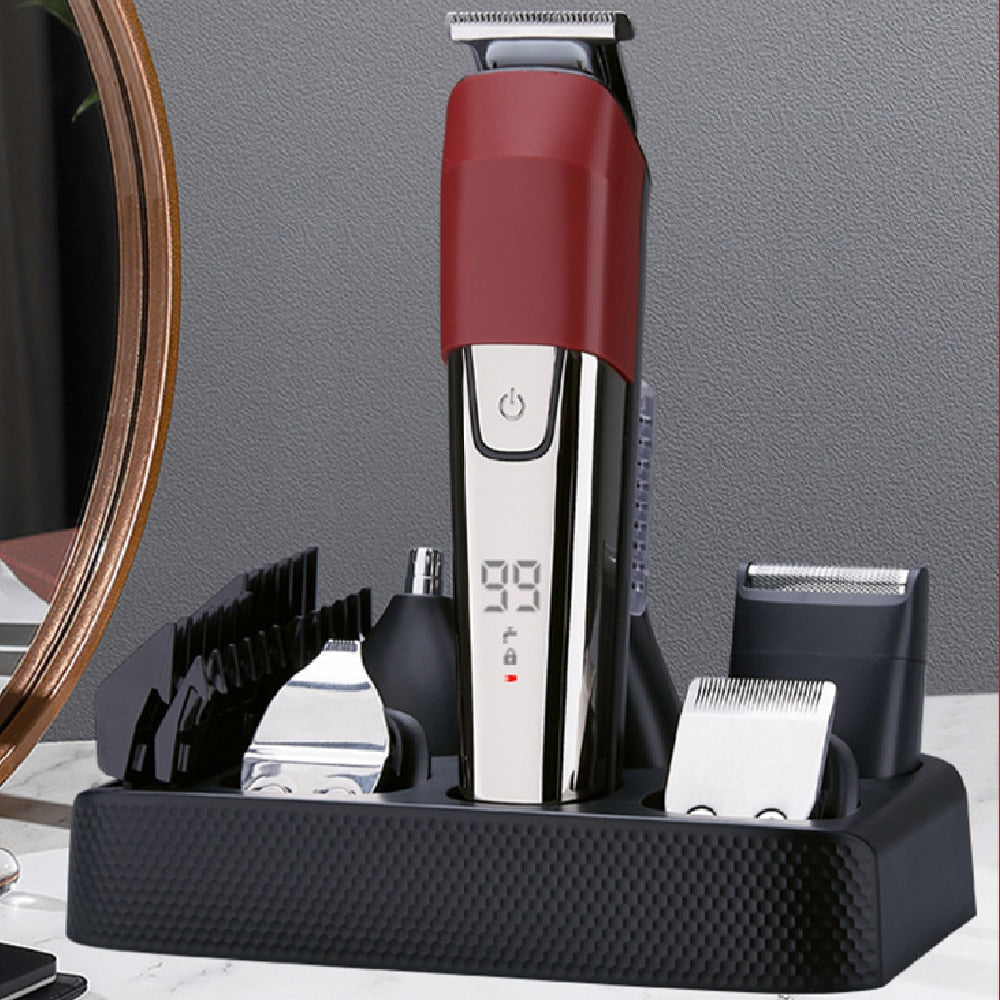 6 in 1 Electric Hair Clipper Hair Cutting Maching Wireless Trimmer Men