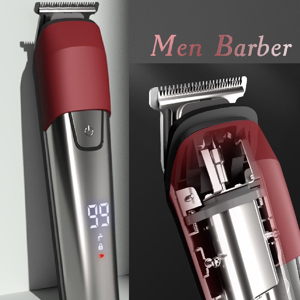6 in 1 Electric Hair Clipper Hair Cutting Maching Wireless Trimmer Men
