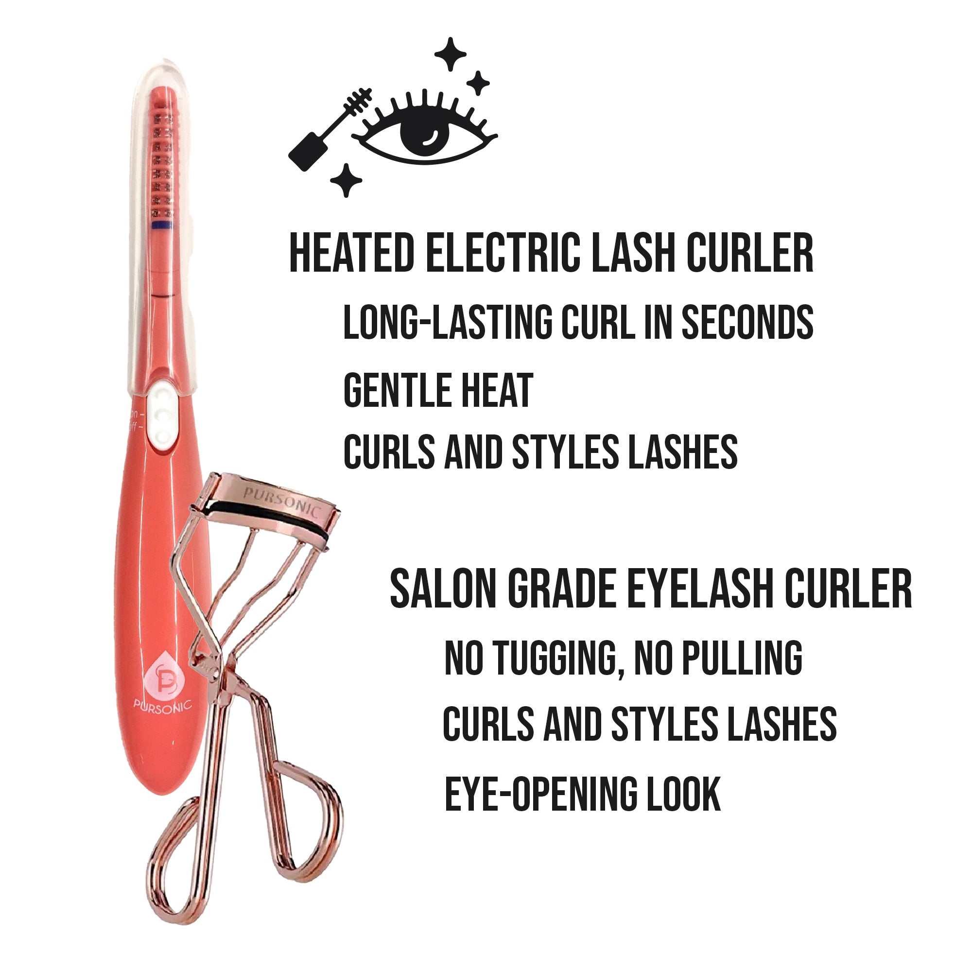 Pursonic Salon Grade Eyelash Curler & Heated Eyelash Curler With Comb