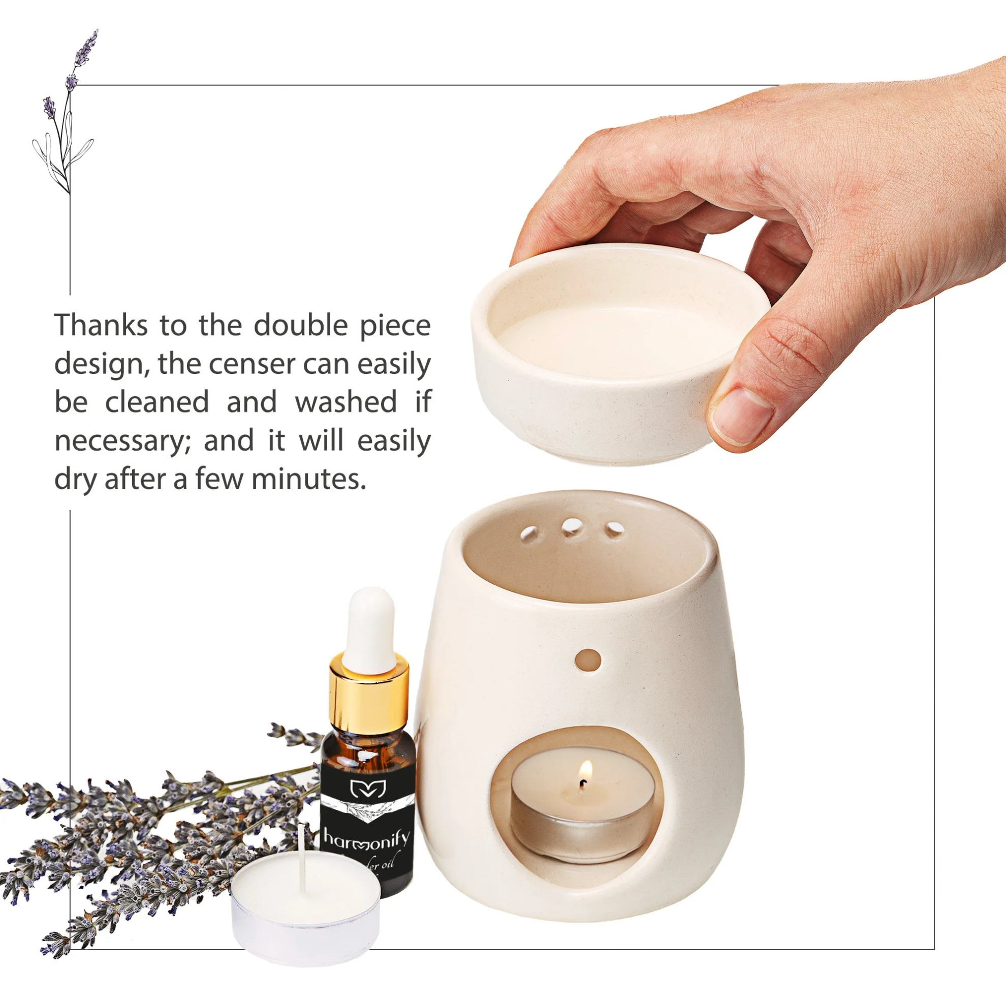 Handmade Ceramic Essential Oil Burner & Aromatherapy Censer