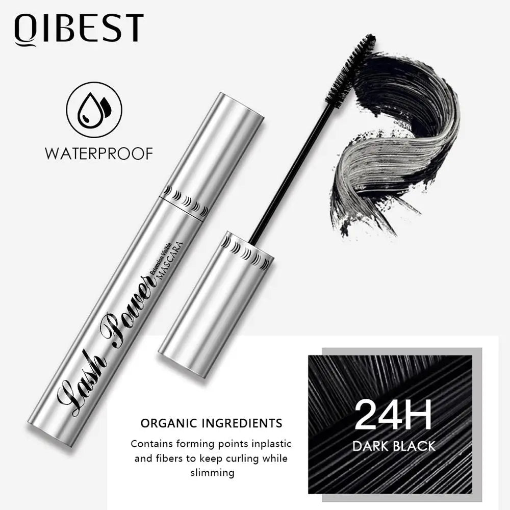 QIBEST Black Mascara Eyelashes Mascara 4D Silky Eyelashes Lengthening