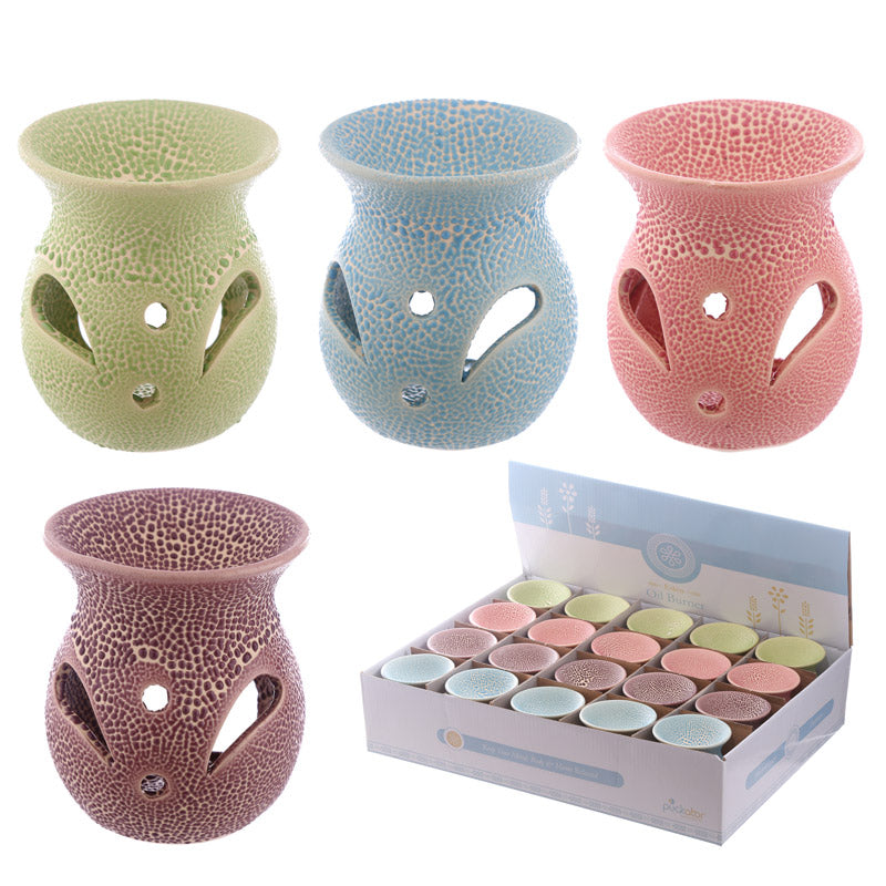 Ceramic Crackled Glaze Cut Out Pattern Oil Burner