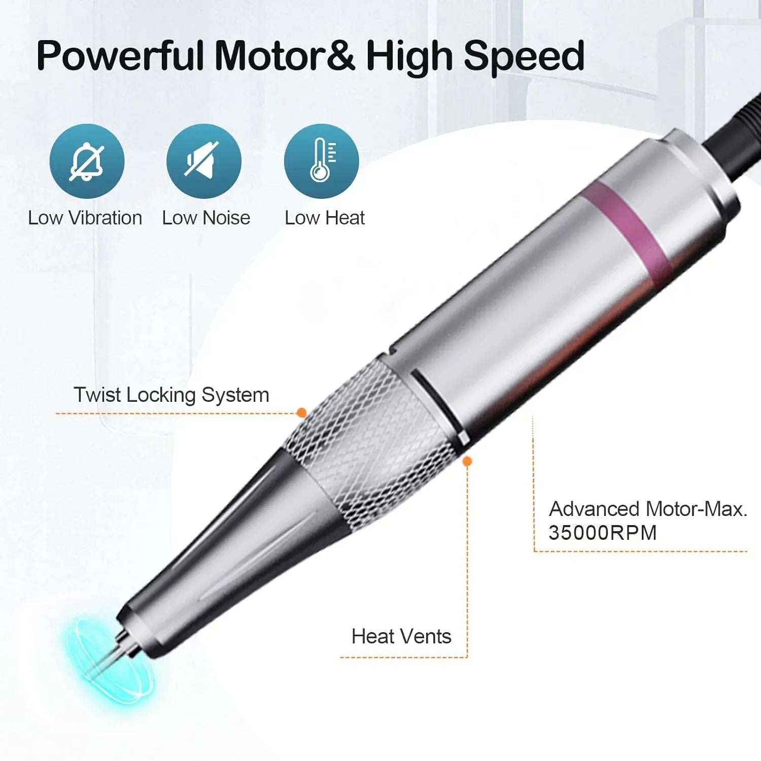 35000RPM Nail Drill Machine Electric Portable Nail File Rechargeable