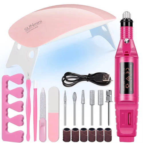 Professional USB Electric Nail Drill Polish File Kit with UV LED Nail