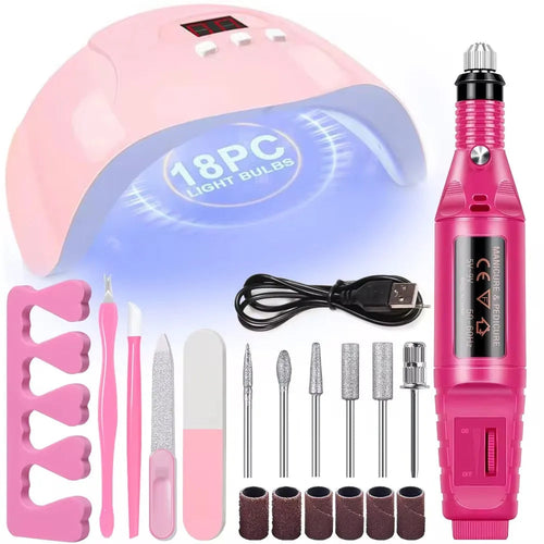 Professional USB Electric Nail Drill Polish File Kit with UV LED Nail