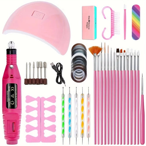Professional USB Electric Nail Drill Polish File Kit with UV LED Nail