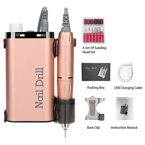 35000RPM Electric Nail Drill Rechargeable USB Nail Manicure Machine