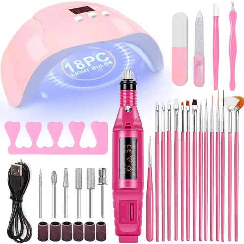 Professional USB Electric Nail Drill Polish File Kit with UV LED Nail