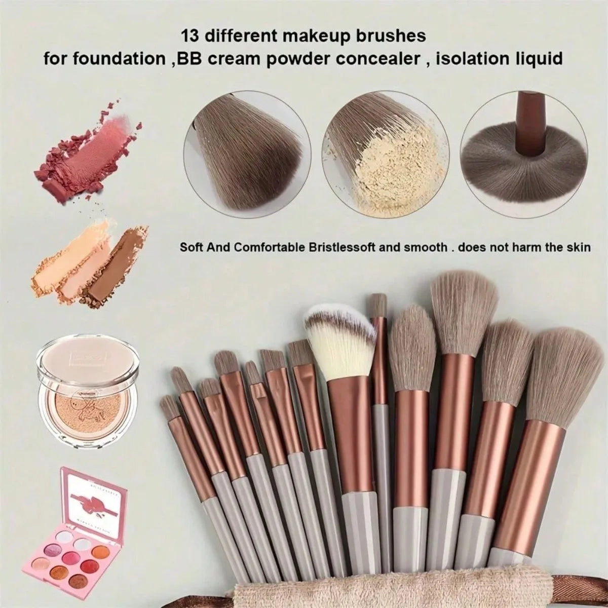 13 Soft Makeup Brushes Set With Perfect Soft Pouch - Premium Makeup To