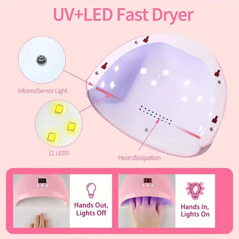 Professional USB Electric Nail Drill Polish File Kit with UV LED Nail
