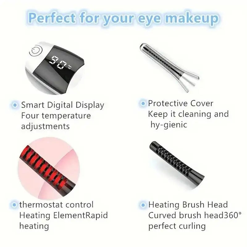 Heated Lash Curler USB Rechargeable Electric Eyelash Curler Wand