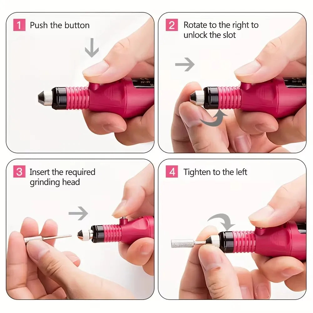 Professional USB Electric Nail Drill Polish File Kit with UV LED Nail