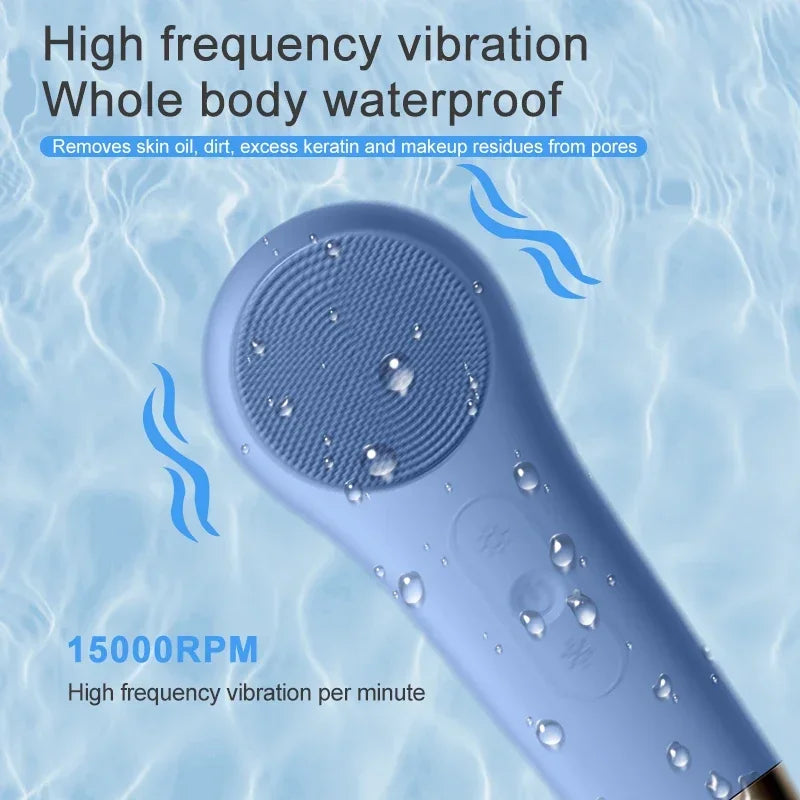 Electric Facial Cleansing Brush Silicond Ultrasonic Vibration Face