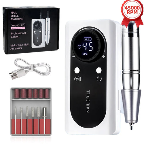 45000RPM Nail Drill Machine Kit Rechargeable Nail Sander Machine With