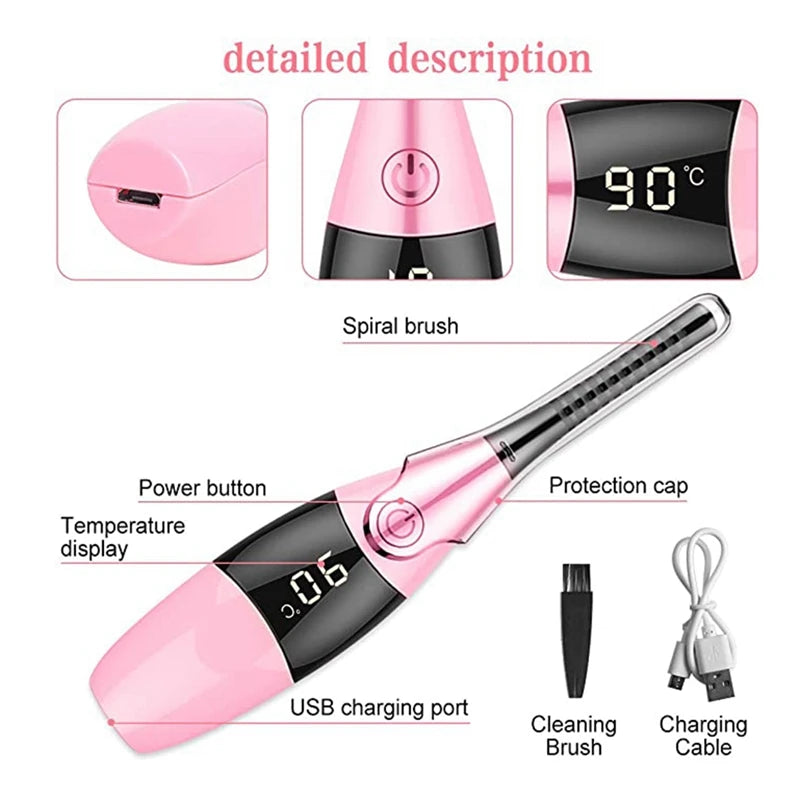 Heated Eyelash Curler Portable USB Rechargeable 4 Temperature
