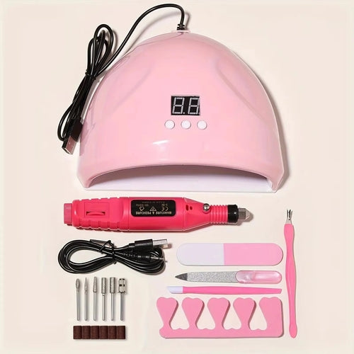 Professional USB Electric Nail Drill Polish File Kit with UV LED Nail