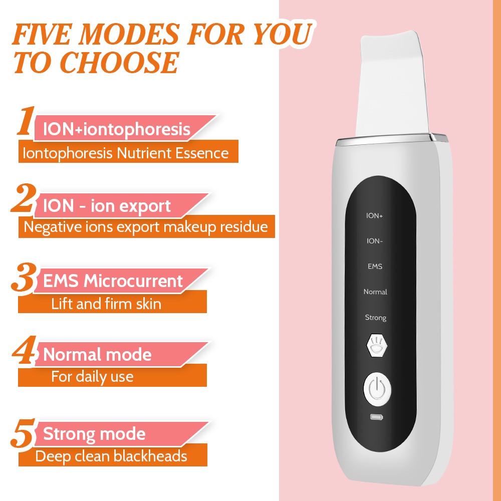Ultrasonic Skin Scrubber EMS Microcurrent Face Lifting