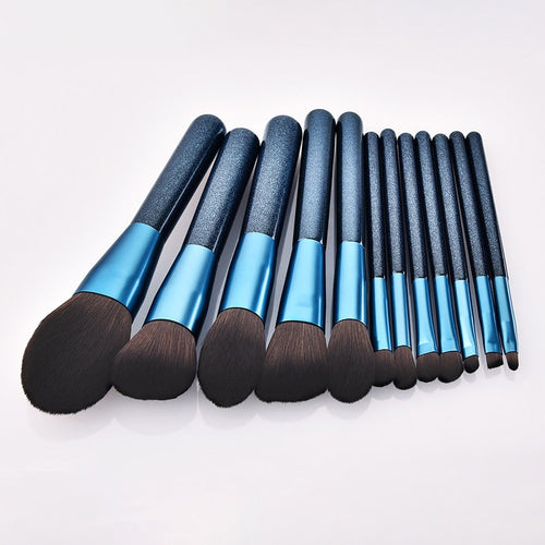 12pcs Blue Makeup Brushes Set Blush Eye Shadow Brush Nano Nylon Wool