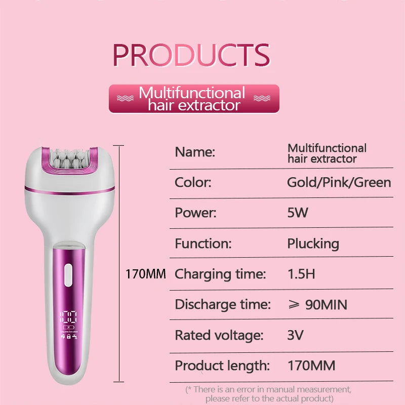 3 in 1 Rechargeable Women Epilator for Face Body Electric Shaver