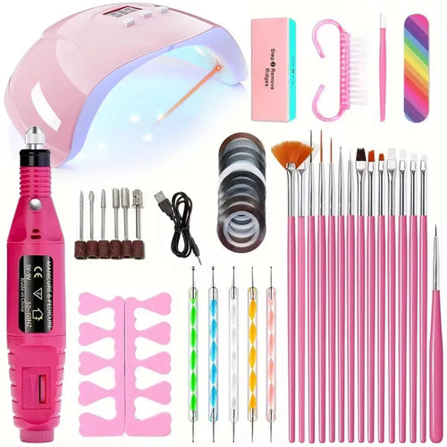 Professional USB Electric Nail Drill Polish File Kit with UV LED Nail