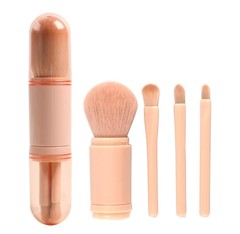 Retractable Makeup Brush Portable 4 In 1 Travel Brush Set