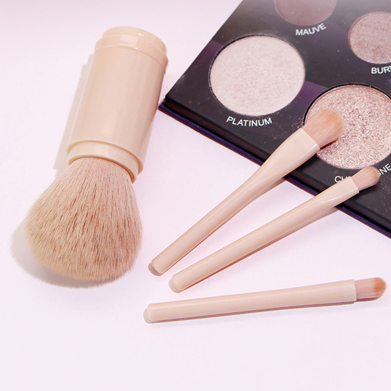 Retractable Makeup Brush Portable 4 In 1 Travel Brush Set