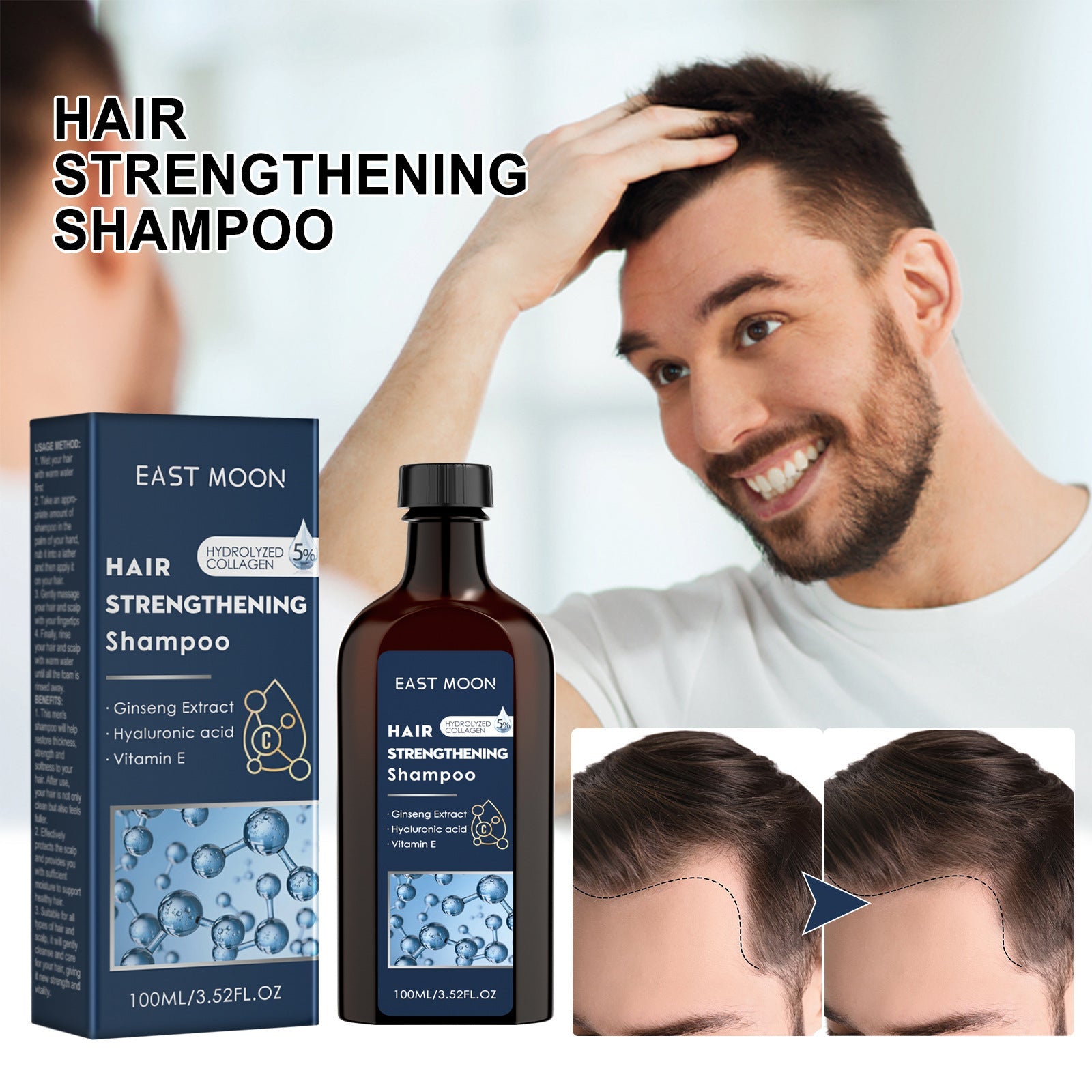 East Moon™ Hair Strengthening Shampoo – Power & Purity for Men