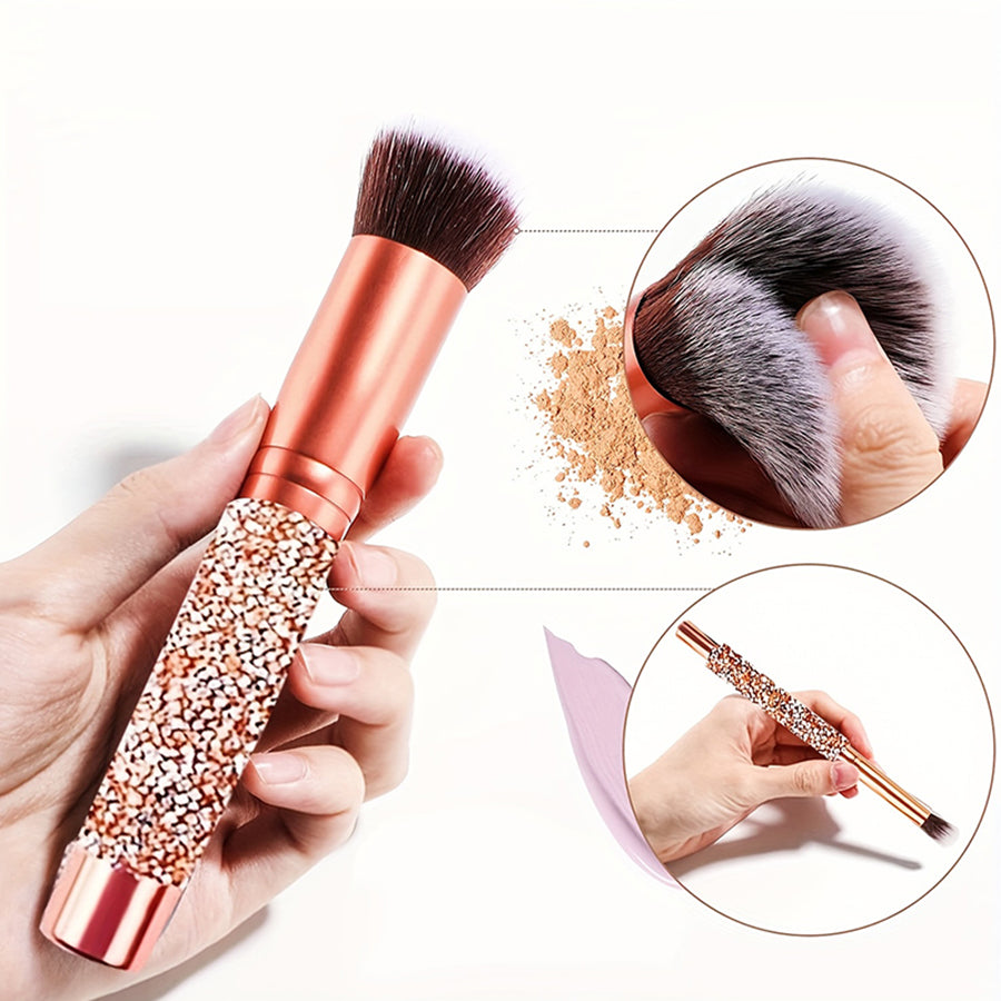 10Pcs Luxury Makeup Brush Set Diamond Rivet Handle Design Crystal