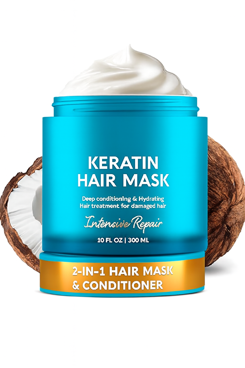 Keratin Hair Mask with Coconut – 2-in-1 Conditioner, 300ml-Pack Of -2