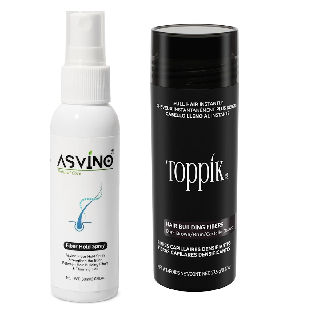Fiber Lock Spray & Hair Building Fibers pack Of 2 Color WHITE & BLACK