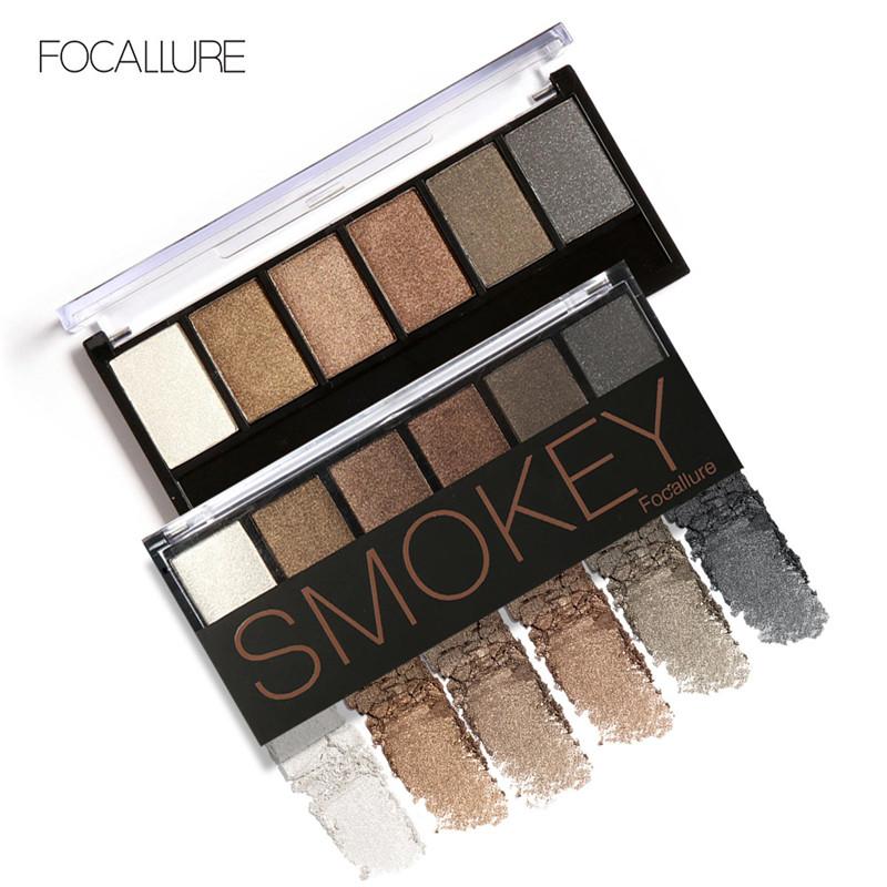 FOCALLURE 6 Colors Eyeshadow Palette Glamorous Smokey Eye Shadow