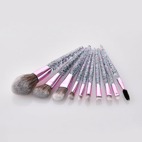 10pcs Glitter Sequin Makeup Brushes Set Eye Shadow Concealer Eyelash