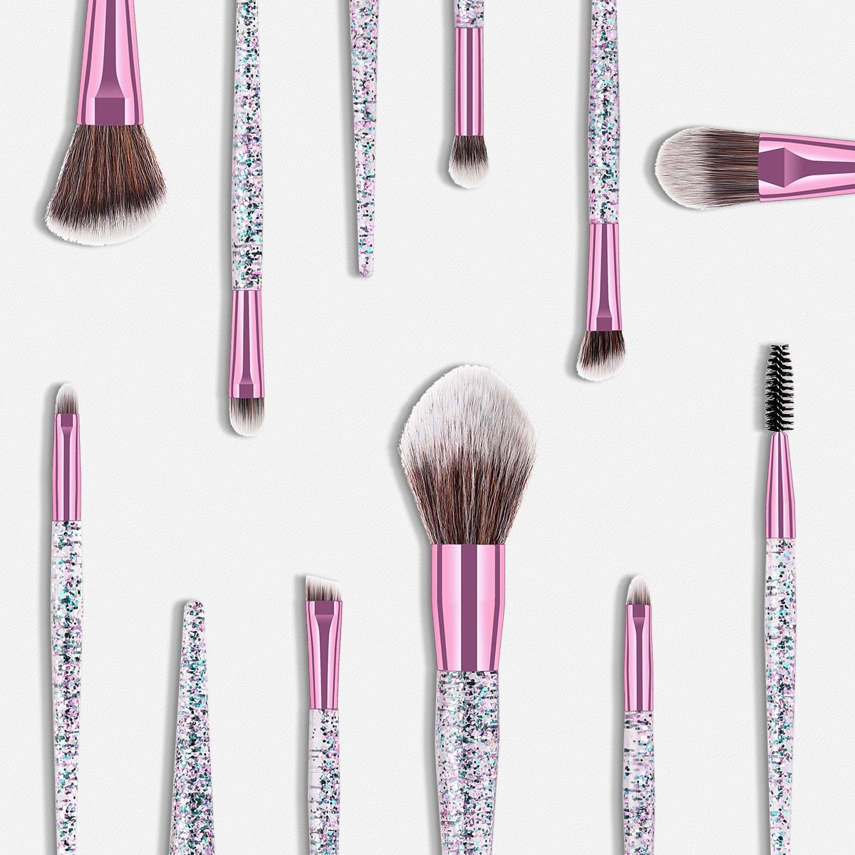 10pcs Glitter Sequin Makeup Brushes Set Eye Shadow Concealer Eyelash