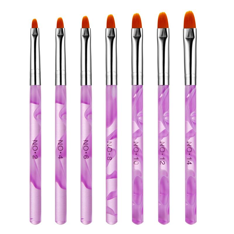 7PCS/Set Acrylic Gel UV Polish Nail Art Brush Set Builder Tips