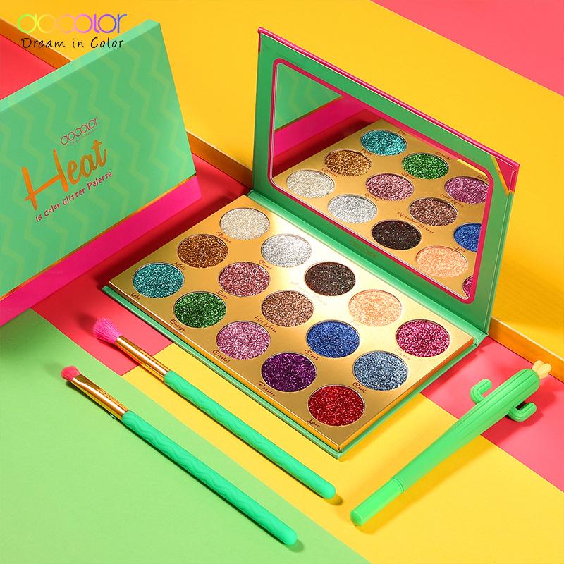 New Docolor Heat Eyeshadow Palette Makeup Glitter Eye Shadow 15 Colors