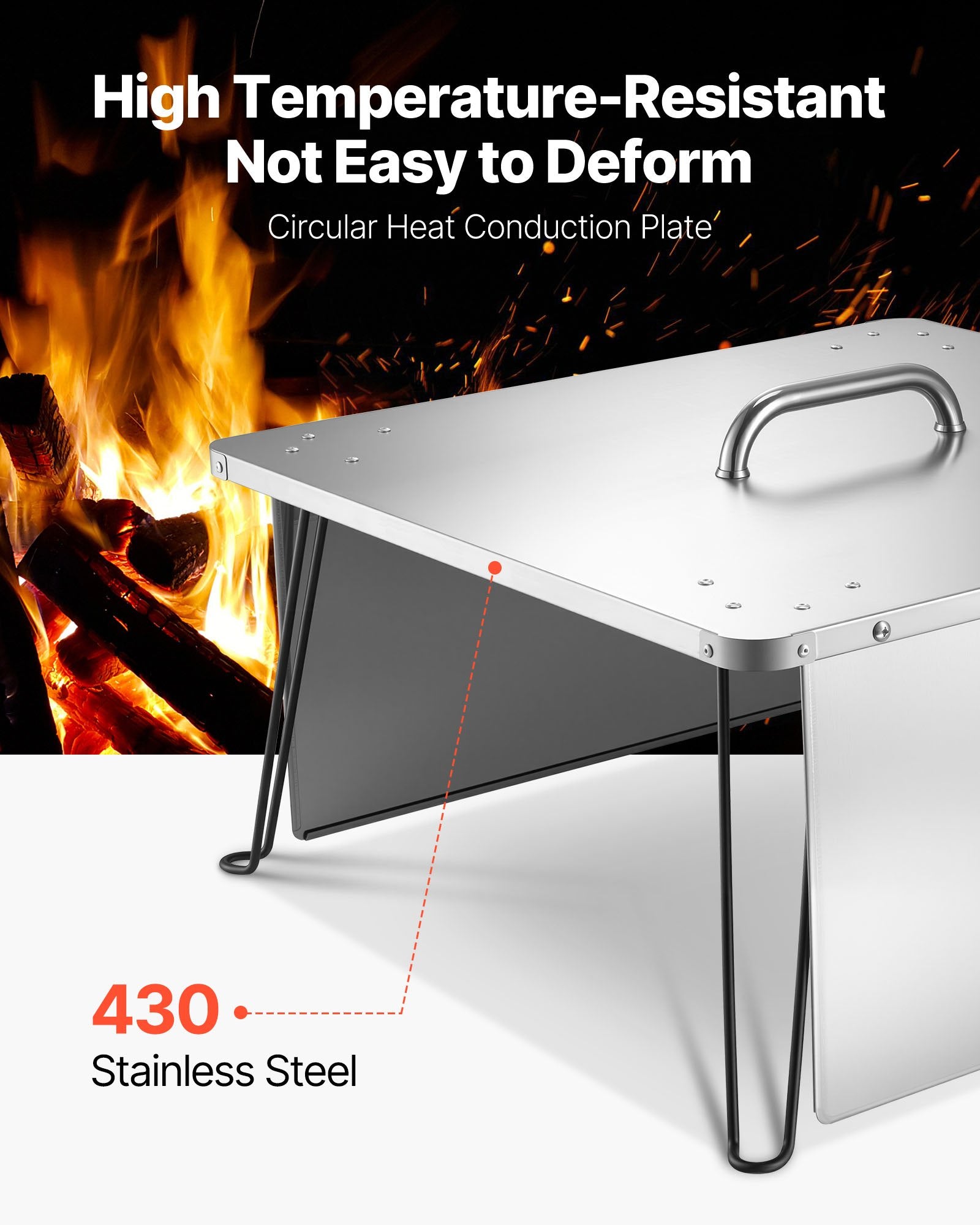 Fire Pit Heat Deflector, 645x645x370 mm Square Outdoor Burner Cover,