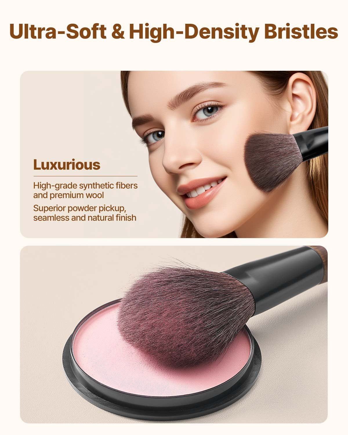 9-Piece Makeup Brush Set for Foundation Blending Eyeshadow,