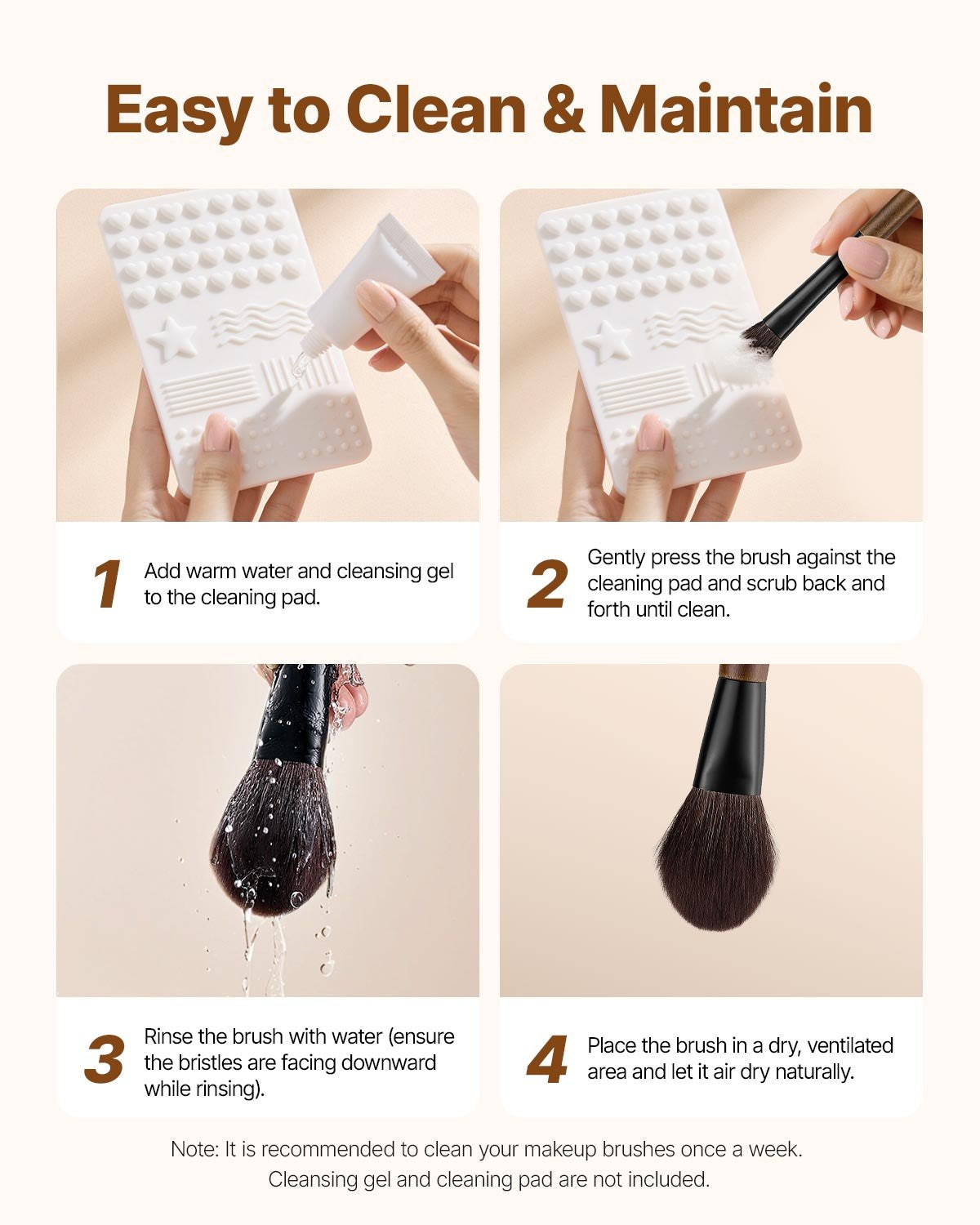 9-Piece Makeup Brush Set for Foundation Blending Eyeshadow,