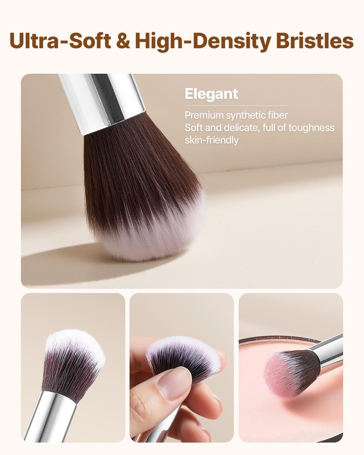 15-Piece Makeup Brush Set for Foundation Blending Eyeshadow,