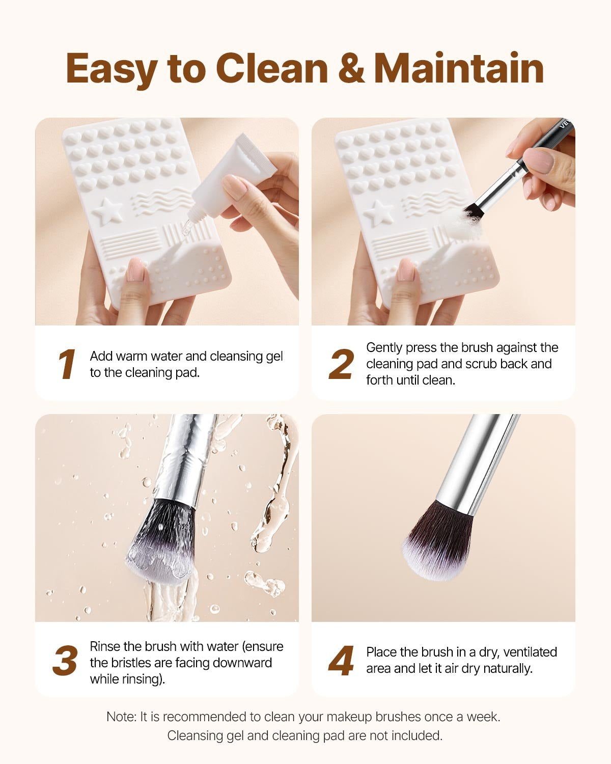15-Piece Makeup Brush Set for Foundation Blending Eyeshadow,
