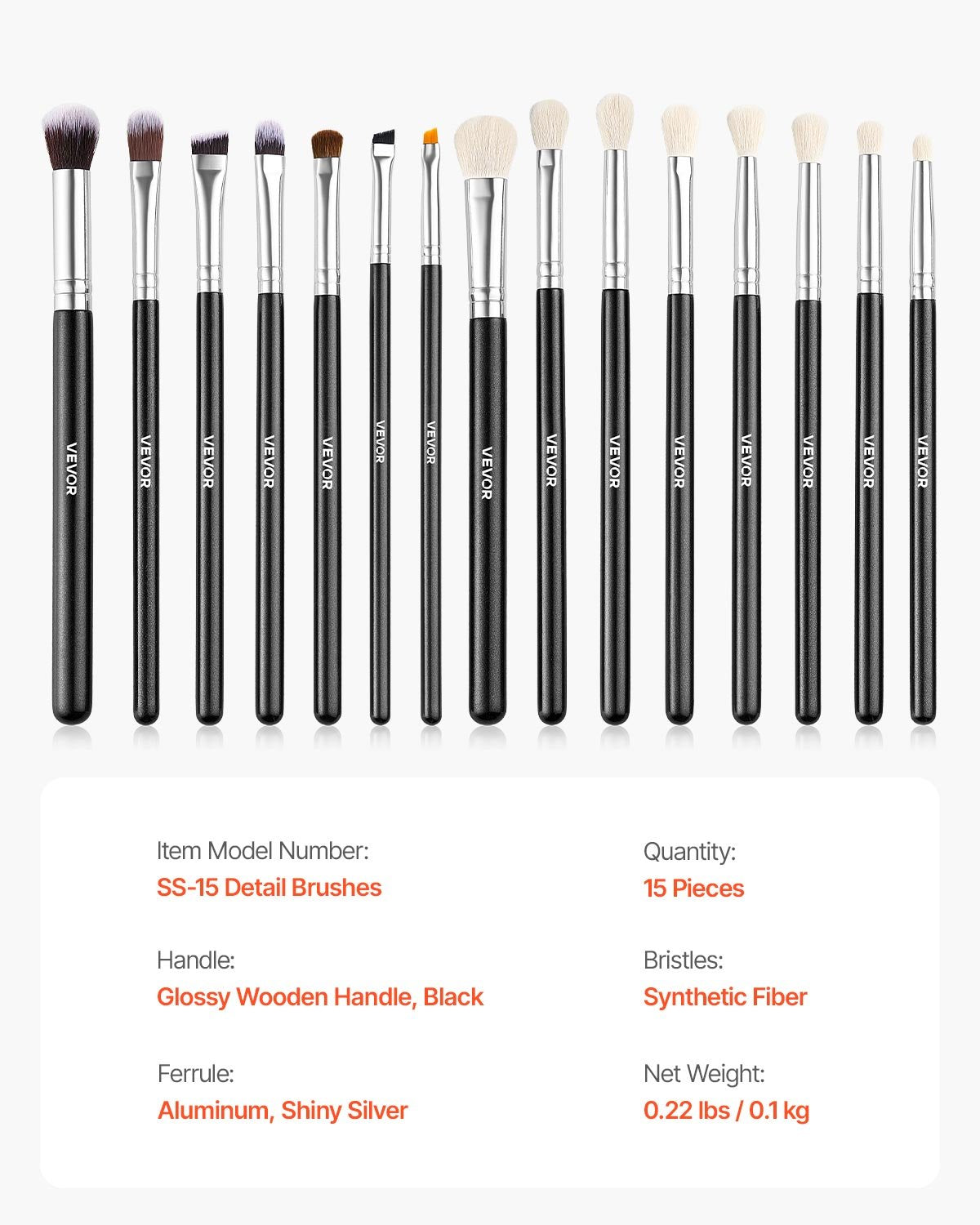 15-Piece Makeup Brush Set for Foundation Blending Eyeshadow,